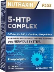 Nutraxin 5-HTP Complex 30 Tablet – L-Karnitin, Ginkgo Biloba, CoQ-10, Vitamin B6 & B12, Çinko ve Bitkisel Ekstreli Ruhsal ve Zihinsel Destek Takviyesi