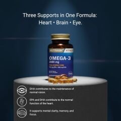Nutraxin Vitals Omega-3 2000 mg EPA + DHA Balık Yağı içeren Takviye Edici Gıda (1 x 60 kapsül)
