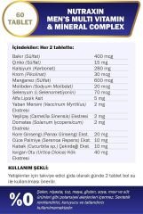 Nutraxin Multi Vitamin Complex Men's | Erkeklere Özel Multivitamin | 14 Vitamin + 7 Mineral + Bitkisel Ekstreler | Zaman Salınımlı | 2.% 50 İndirimli Avantaj Paketi