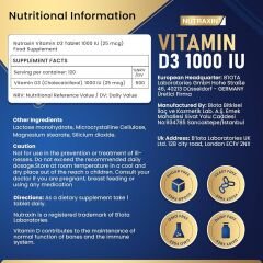 Nutraxin Vitals D3 Vitamin 1000 IU 25 mcg 120 Tablet Takviye Edici Gıda