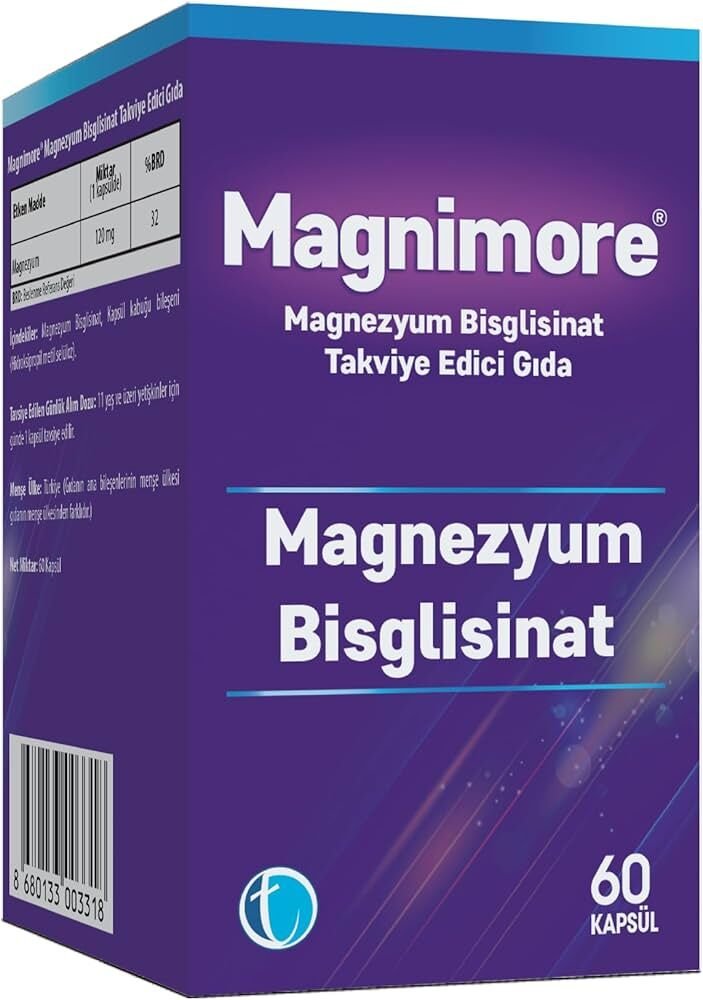 Magnimore Magnezyum Bisglisinat 60 Bitkisel Kapsül 120 mg