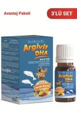 Argivit Argivit DHA 10 ml Damla Balık Yağı İçeren Takviye Edici Gıda 3’lü Paket - Karışık Meyve Aromalı