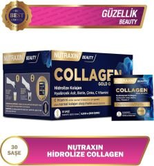 Nutraxin Beauty Gold Collagen C Vitamini, Hyalüronik Asit, Kolajen Takviye Edici Gıda (1 x 30 adet)