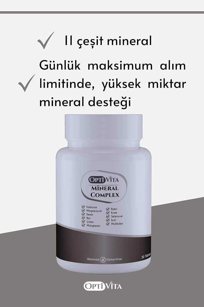 Optivita Mineral Complex 30 Tablet 11 Mineral (Kalsiyum, Magnezyum, Demir, Bor, Çinko, Manganez, Bakır, Krom, Selenyum)