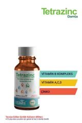 Tetrazinc Tetrazinc A vitamini, C vitamini, D vitamini, B12 Damla 20 ml 2’Li Paket - Egzotik Meyve Aromalı