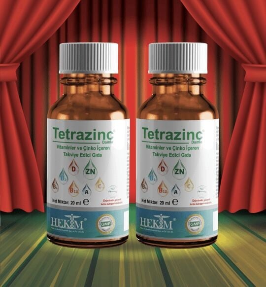 Tetrazinc Tetrazinc A vitamini, C vitamini, D vitamini, B12 Damla 20 ml 2’Li Paket - Egzotik Meyve Aromalı