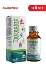 Tetrazinc Tetrazinc A vitamini, C vitamini, D vitamini, B12 Damla 20 ml 3’lü Paket - Egzotik Meyve Aromalı