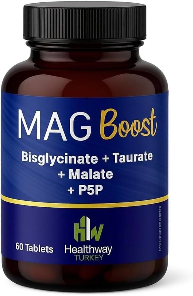 MagBoost Magnezyum 250 mg | Bisglisinat + Taurat + Malat + P5P | 60 Tablet | Yüksek Emilim | Türkiye'de Üretilmiştir