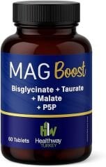 MagBoost Magnezyum 250 mg | Bisglisinat + Taurat + Malat + P5P | 60 Tablet | Yüksek Emilim | Türkiye'de Üretilmiştir
