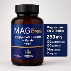 MagBoost Magnezyum 250 mg | Bisglisinat + Taurat + Malat + P5P | 60 Tablet | Yüksek Emilim | Türkiye'de Üretilmiştir