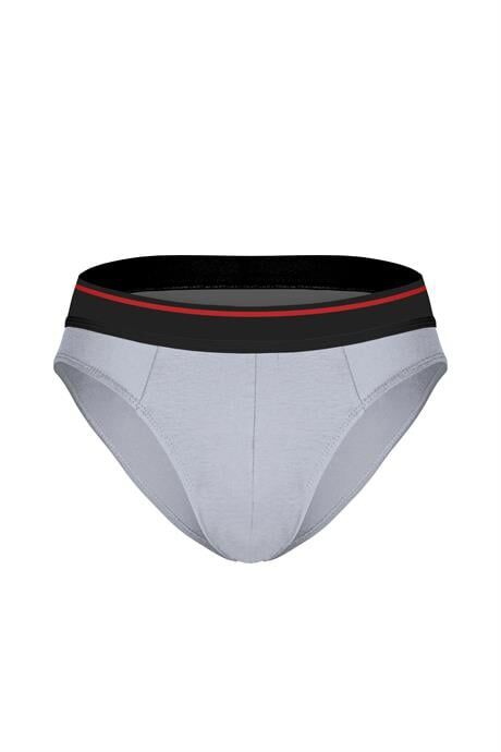 Erkek Kırmızı Çizgili Lastikli Gri Slip XL