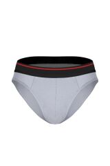 Erkek Kırmızı Çizgili Lastikli Gri Slip XL