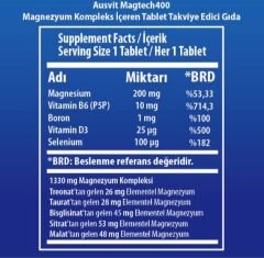 Ausvit Magtech 400 – Magnezyum Kompleks İçeren Tablet Takviye Edici Gıda