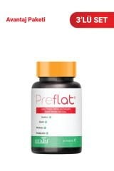 Preflat Preflat Lipaz, Proteaz, Amilaz ve Probiyotik İçeren 30 Kapsül 3'lü Paket