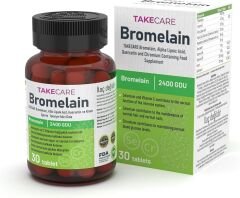 TAKECARE Herbal Bromelain 500mg, Alfa Lipoik Asit, C Vitamini, Kuersetin, Selenyum ve Krom İçeren 30 Tablet