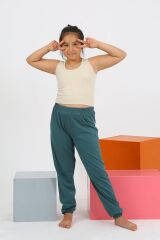 Akbeniz Kız Çocuk Sıfır Kol Ten Rengi Penye Pijama Takım 20433