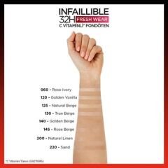 L'Oreal Paris Infaillible 32H Fresh Wear C Vitaminli Fondöten 130 True Beige