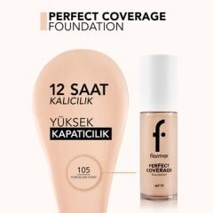 Flormar Perfect Coverage Yoğun Pigmentli SPF15 Fondöten No: 105
