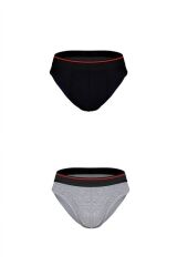 Erkek 2Li Lastikli Siyah-Gri Slip S