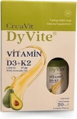 CreaVit DyVite Vitamin D3K2, Avokado Yağlı, Limon Aromalı Takviye Edici Gıda, 20 mL