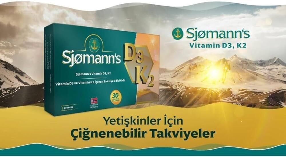 Sjomann's D3 ve Vitamin K2 İçeren Takviye Edici Gıda 30 Adet Çiğnenebilir Jel Form