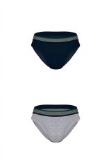 Erkek 2'Li Lastikli Lacivert-Gri Slip XL