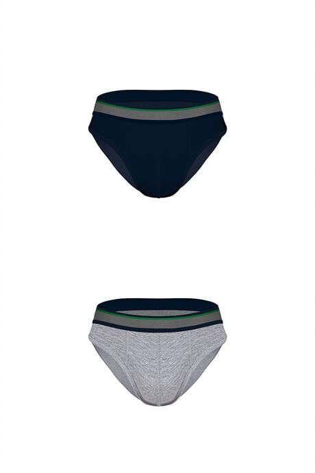 Erkek 2'Li Lastikli Lacivert-Gri Slip XXL
