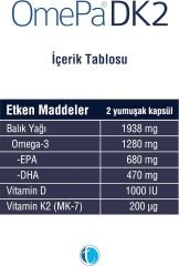 Omepa DK2 Omega 3 & Vitamin D & Menaq7 50 Yumuşak Kapsül