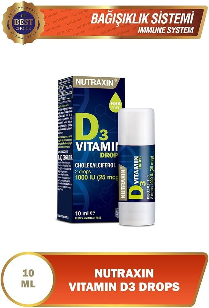 Nutraxin Vitamin D3 Drops 1000 IU 25 mcg 10 mL Damla