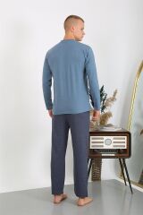 Akbeniz Erkek Penye Uzun Kol Pijama Takımı 6860 İndigo