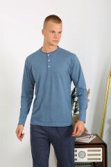 Akbeniz Erkek Penye Uzun Kol Pijama Takımı 6860 İndigo