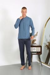 Akbeniz Erkek Penye Uzun Kol Pijama Takımı 6860 İndigo