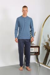 Akbeniz Erkek Penye Uzun Kol Pijama Takımı 6860 İndigo