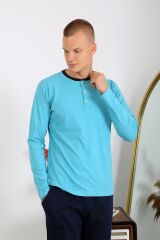 Akbeniz Erkek Penye Uzun Kol Pijama Takımı 6860 Turkuaz
