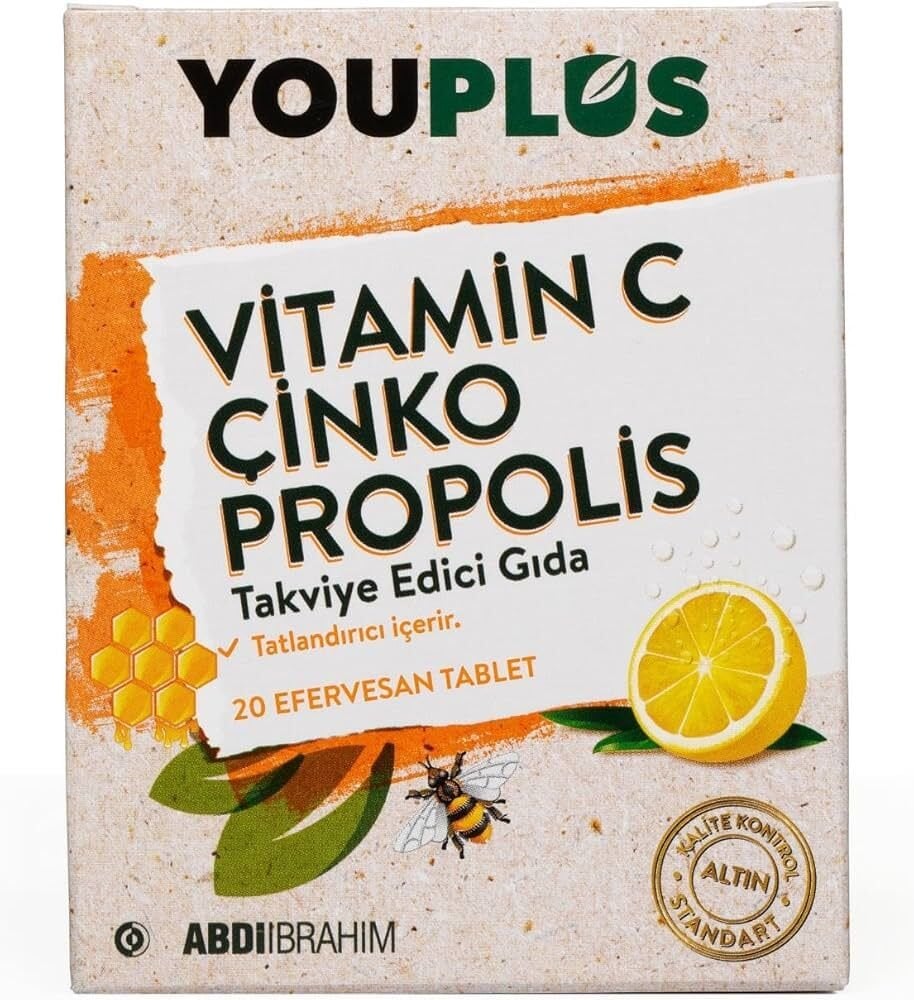 Youplus Vitamin C, Çinko & Propolis 20 Efervesan Tablet