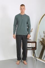 Akbeniz Erkek Penye Uzun Kol Pijama Takımı 6860 Haki