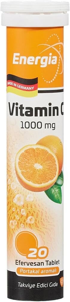 Energia Vitamin C 1000mg 20 Effervescent Tablet Ve Takviye Edici Gıda C Vitamini