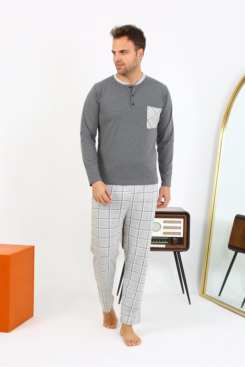 Akbeniz Erkek Uzun Kol Penye Antrasit Pijama Takımı 6861