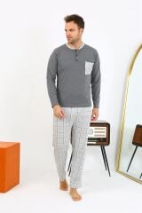 Akbeniz Erkek Uzun Kol Penye Antrasit Pijama Takımı 6861