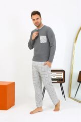 Akbeniz Erkek Uzun Kol Penye Antrasit Pijama Takımı 6861