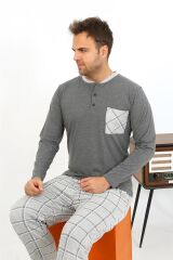 Akbeniz Erkek Uzun Kol Penye Antrasit Pijama Takımı 6861
