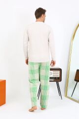 Akbeniz Erkek Uzun Kol Penye Krem Pijama Takımı 6861