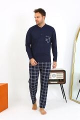 Akbeniz Erkek Uzun Kol Penye Lacivert Pijama Takımı 6861
