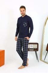 Akbeniz Erkek Uzun Kol Penye Lacivert Pijama Takımı 6861