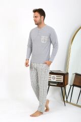 Akbeniz Erkek Uzun Kol Penye Gri Pijama Takımı 6861