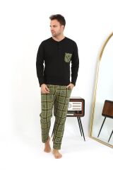 Akbeniz Erkek Uzun Kol Penye Siyah Pijama Takımı 6861