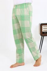 Akbeniz Erkek Ekoseli Desen Penye Tek Alt Pijama 27540 Yeşil