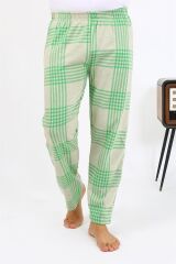 Akbeniz Erkek Ekoseli Desen Penye Tek Alt Pijama 27540 Yeşil