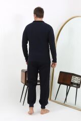 Akbeniz Erkek Polo Yaka Uzun Kol Penye Pijama Takımı 6862 Lacivert