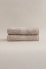 IVORY BEIGE WIRE MICRO FIBER 100% COTTON 2-PIECE HAND AND FACE TOWEL SET 50 X 90 - 50 X 90